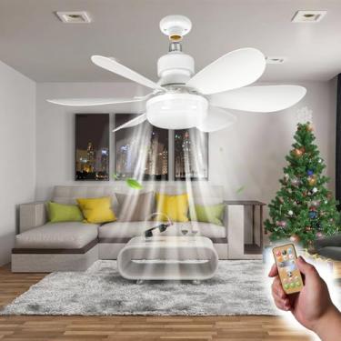 Imagem de Ventilador de Teto com Controle Remoto Ventilador Teto Inverter 110v 6 Pás Silencioso com LED E27, Conforto e Economia, para Quarto(40W)