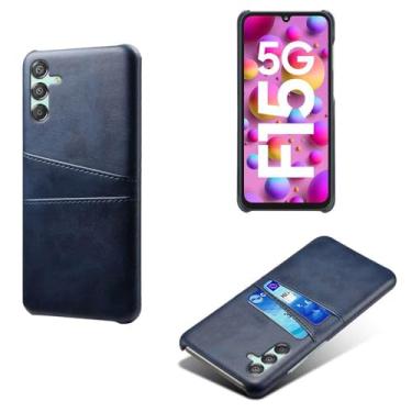 Imagem de Capas Compatível com Samsung Galaxy M15,Caso de couro PU-Tampa de telefone a prova de choque com 2 slots de cartão,Proteção anti-impressão digital e anti-gota-Blue