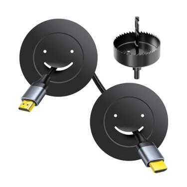 Imagem de Julaiwy O kit de gerenciamento de cabos na parede esconde fios de TV, ocultador de cabos para TV montada na parede, 2 passagens incluem um acessório de broca de serra de drywall para um ajuste