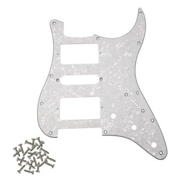 Imagem de SHENGSUI White Pearl 11 furos HSH Strat Pickguard Humbucker Single Humbucker Scrath Plate para FD padrão americano/mexicano Stratocaster