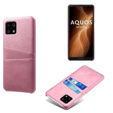 Imagem de Capa compatível com Sharp Aquos Sense 6, capa de couro PU - Capa de telefone fina à prova de choque com 2 compartimentos para cartão, proteção anti-impressão digital e antiqueda, plástico de couro