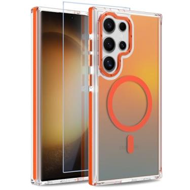 Imagem de MOWIME Capa magnética para Samsung Galaxy S23 Ultra [compatível com Magsafe] [lindo design fluorescente moderno] [1 protetor de tela] capa fosca translúcida fina para Galaxy S23 Ultra 6,8 polegadas