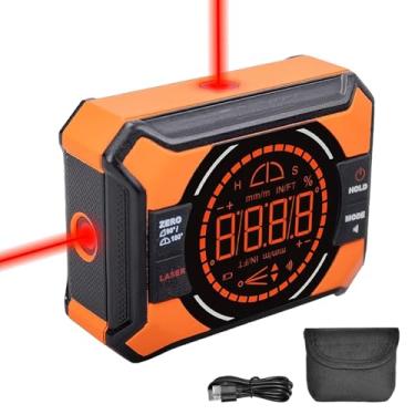 Imagem de Medidor de ângulo magnético digital com laser, mini localizador de ângulo a laser 3 em 1, nível digital recarregável com visor retroiluminado, transferidor inclinômetro para marcenaria, serra de mesa