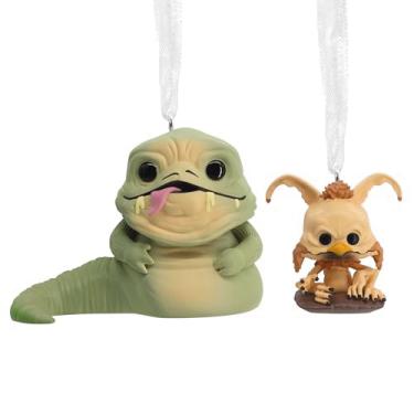 Imagem de Hallmark Star Wars: O Retorno de Jedi Jabba The Hutt & Salacious B. Crumb Funko POP! Enfeites de Natal, Conjunto de 2, Presentes de Cultura Pop