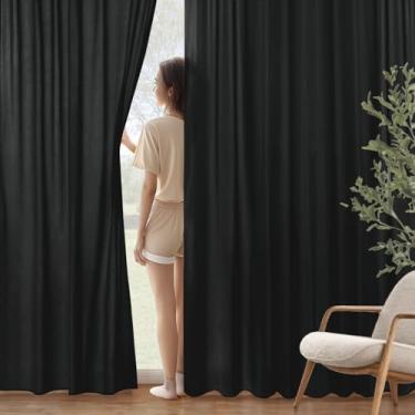 Imagem de MIULEE Cortinas transparentes de privacidade pretas que deixam a luz entrar 182 cm de comprimento, não transparente, cortina semitransparente, cortinas para janela, cortinas para sala de estar, quarto