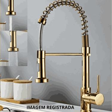 Imagem de Torneira Cozinha Gourmet Inox Luxo Modelo:agua Fria Bancada Dourado