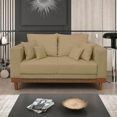 Imagem de Sofá Living 2 Lugares Suede Resistente Madeira + Almofadas - Balaqui D