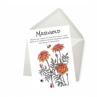 Imagem de PICTURE THIS PRINTS Flor de nascimento rude calêndula, cartão de felicitações com significado de flor de nascimento de calêndula, cartão de aniversário sarcástico, desejos de aniversário de outubro