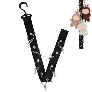 Imagem de Alça para Exibição de Pelúcias com 8 Clipes Metal, Organizador Parede Bonecas para Bonecas de 15-17cm Caixa Surpresa e Bichinhos Pelúcia Armazenamento (Preto)