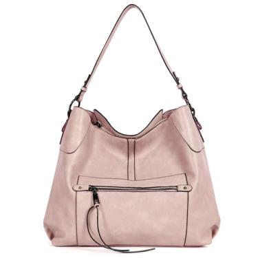 Imagem de TANTOMI Hobo Bolsas femininas grandes e bolsas de mão Hobo bolsa transversal de couro com alça de ombro ajustável, Rosa empoeirado