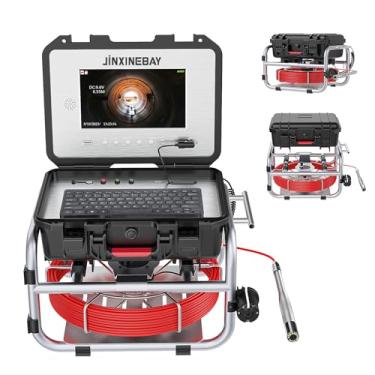 Imagem de Câmara de esgoto com contador de medidores, câmara de inspeção de tubos de 10 polegadas com DVR e autonivelação, 512 Hz, cabo de 7 mm, câmara de drenagem endoscópio de canalização