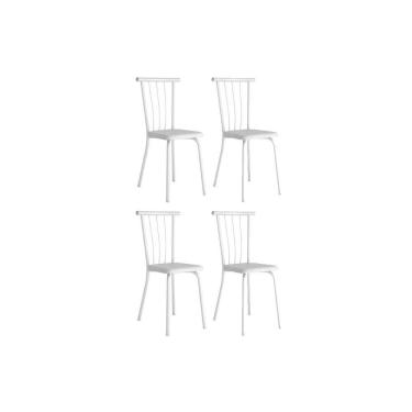 Imagem de Cadeira de Cozinha 154 Aço Kit 4 Uni Branco/Courano Branco - Carraro