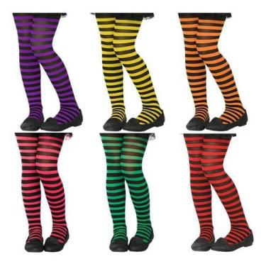 Imagem de Meia Calça 7/8 Listrada Colegial - Cores Sortidas - PREMIUM