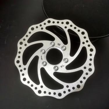 Imagem de DONSP1986 Rotor de freio a disco de bicicleta 160 mm 180 mm 203 mm aço inoxidável, adaptador de flange de rotor de freio a disco de roda livre para bicicleta (prata, 160 mm)