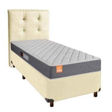 Imagem de Cama + Box Bege e Colchão D23 Solteiro - Pro Inducol + Cabeceira