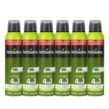 Imagem de Kit Desodorante Aerosol Antitranspirante Herbíssimo Green Leaf 250Ml - 6 unidades