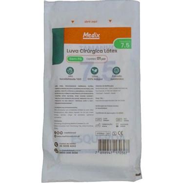 Imagem de Luva Cirúrgica de Látex Medix - Sem Pó - 7.5 - Par