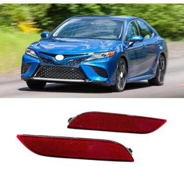 Imagem de Lâmpada refletora de para-choque traseiro esquerdo + direito para Toyota Camry 2018-2021 Lente vermelha cauda 2019 2020 par