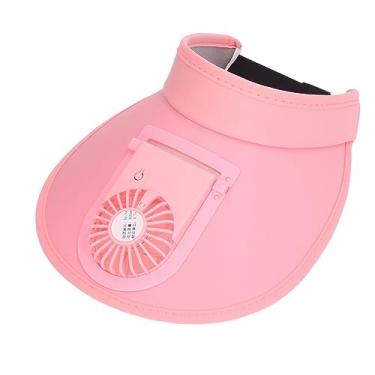 Imagem de Generic Chapéu de Viseira de Ventilador, Big Brim Brim Ajustável USB Visor Hat Hat Protetive Portable Para Viajar (Rosa)