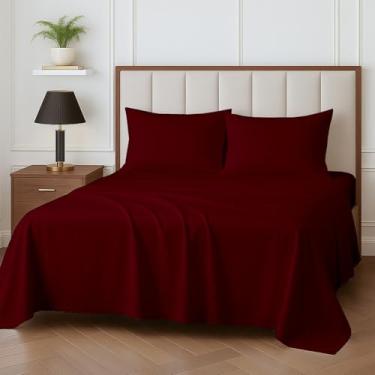 Imagem de Rajlinen Jogo de cama casal GG - roupa de cama de luxo ultra macia, luxuoso conjunto de lençóis de microfibra, resistente a rugas, lençol com elástico profundo de 38 cm, refrescante e respirável