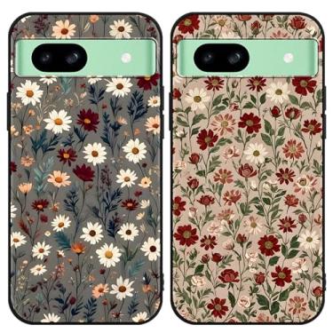 Imagem de Zrutru Pacote com 2 capas de telefone com flores estéticas para OnePlus Nord N200 5G 16.5 cm, desenho fofo kawaii colorido floral criativo lindo padrão capas para meninas e mulheres, capa protetora de