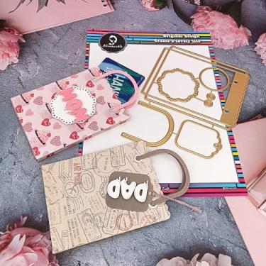 Imagem de Alinacutle Matrizes de corte dourado, suporte de cartão de presente/sacola de compras corte de metal cortado para embalagem de presente, artesanato feito à mão, cartões de felicitações faça você mesmo