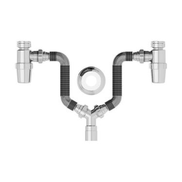 Imagem de Sifão Duplo Sanfonado Extensível Censi Com Copo Horizontal C