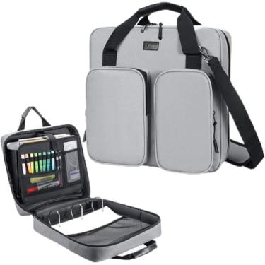 Imagem de egiant Fichário com zíper de 10 cm com alça de ombro, alça durável e vários bolsos – fichário de 10 cm com zíper para meninas e meninos, compatível com MacBook/tablet de 13 polegadas – Design