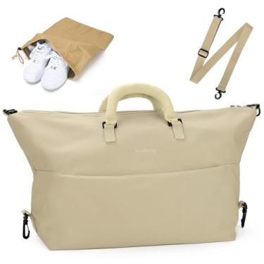 Imagem de Outplea Bolsa de viagem feminina de 25 L, bolsa de mão de fim de semana com bolso molhado com bolsa de sapatos separada para aviões, bolsa esportiva pequena para academia com alças espessas para
