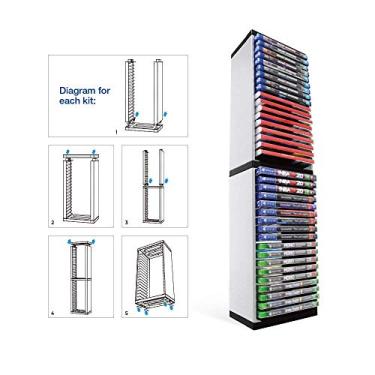 Imagem de HEATFUN Torre de Armazenamento para Jogos PS5, PS4 e Xbox One (para 36 Caixas de Jogos), Plástico, Preto, Torre com Prateleiras Abertas, 18,8 x 12 x 73 cm (Desembalado)