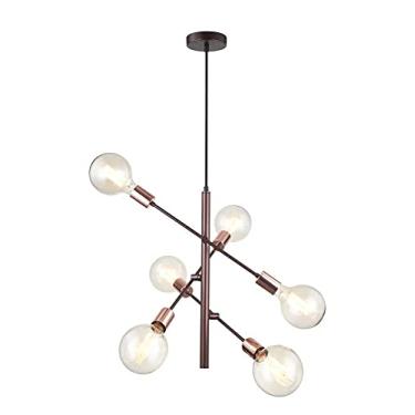 Imagem de Pendente Em Metal Na Cor Marrom, Com Capa Do Soquete Cobre, Com Soquetes 6xe27, Com Potencia Maxima Em Cada Lampada De 40w, Medindo 50x51cm New Line 110v