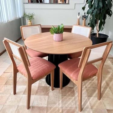 Imagem de Dalla Costa, Conjunto Mesa de Jantar com 4 Cadeiras de Tela Freijó Preto 100% MDF Veronese