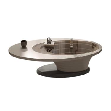Imagem de Mesa de chá moderna minimalista oval mesa de centro para sala de estar, design criativo, mesa de chá doméstica com economia de espaço para pequenos apartamentos (130 cm)