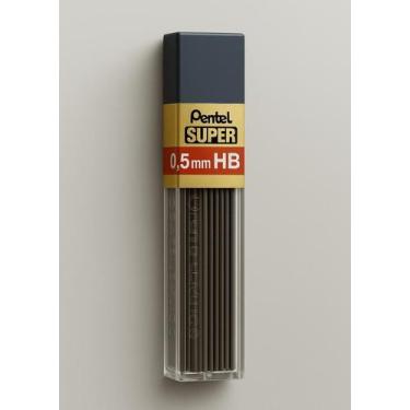 Imagem de Grafite HB 0.5mm Pentel Hi-Polymer Refil Lapiseira Original, Preto