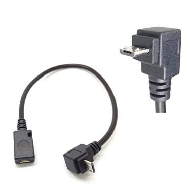 Imagem de GuangMaoBo Adaptador de cabo de extensão com ângulo de 90° 26 cm USB Micro B 5P fêmea para 5P macho esquerda, direita, para baixo, para cima, adaptador de cabo de tablet e sincronização de dados