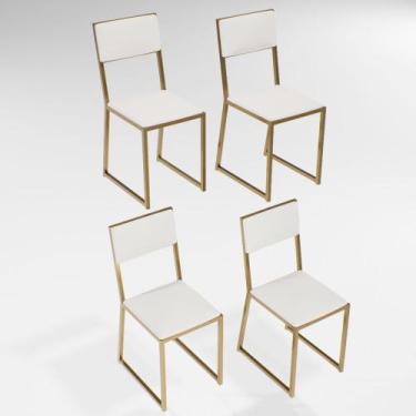 Imagem de Kit 4 Cadeiras Para Cozinha Estofada Industrial Riviera Dourada - Don 