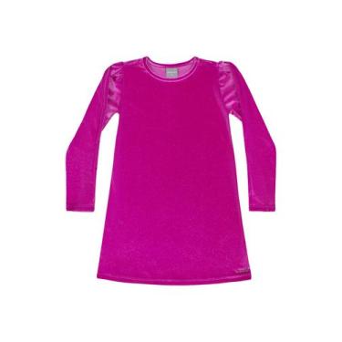 Imagem de Vestido em Veludo com Glitter Infantil Quimby, Roxo, 6