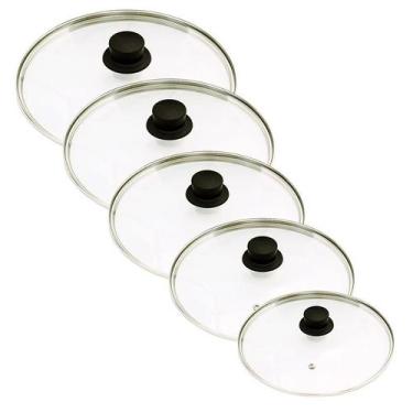 Imagem de Conjunto de 5 Tampas de Vidro Temperado 16 a 24 para Panelas e Utencil