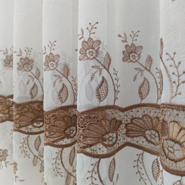 Imagem de Cortina Voil Linho Alto Padrão Guipir Bordado Sem Forro 4,00x2,60 - Sa