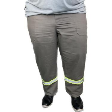 Imagem de Calça Plus Size REFORÇADA de Brim Pesado com Faixa Refletivo Uniforme 