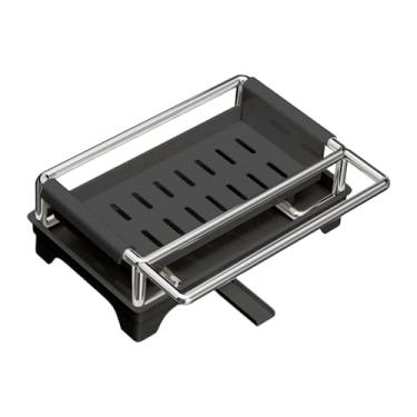 Imagem de FytStycale Suporte de esponja para pia de cozinha, organizador de pia com bandeja de drenagem e suporte para panos de prato, Cinza Escuro