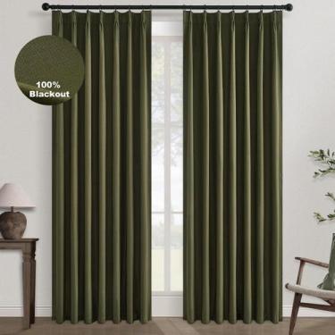 Imagem de Cortinas Topfinel Verde Oliva Linen Blackout 214 cm 100% Blackout