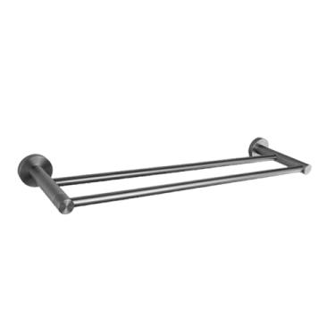 Imagem de Conjunto de acessórios para banheiro cinza, kit de acessórios, suporte de parede redondo de aço inoxidável, barra de mão, suporte para rolo de papel higiênico, gancho para toalha, barra dupla para to