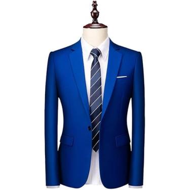Imagem de Blazer Masculino, Paletó De Terno 1 Botão Gola Entalhada Jaqueta Azul Royal Blazer Regular Fit Formal Jaquetas De Terno De Negócios Elegante Jaqueta Formal Adequada Para Fe, As Picture, XL