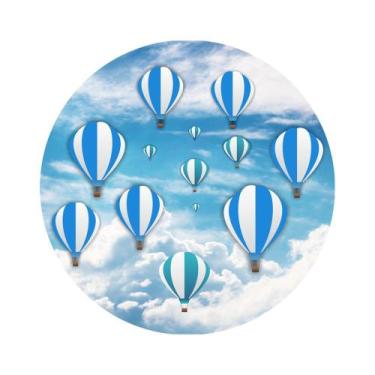 Imagem de Painel de Lona Redondo Céu Balão Azul 001 - Fabrika de Festa, 180x180c