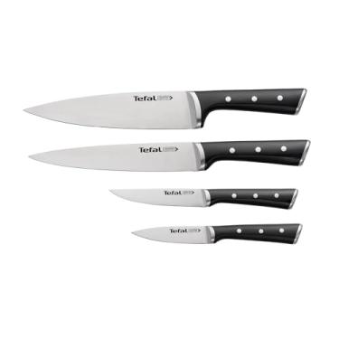 Imagem de Tefal Ice Force K2324S74 Kit 4 Facas Aço Inox Alemão Forjadas Chef 20cm + Legumes 11cm + Trincheira 9cm + Fatiador 20cm