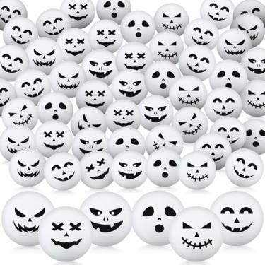 Imagem de Simgoing 60 Pack Halloween Table Tennis Balls 1.58 Inch Plastic Trick or Treat Face Designs 6 Styles Spooky Ghost Decorations Halloween Party Game Balls Bulk for Adults Party Favor
