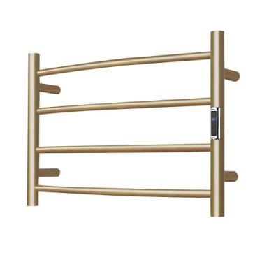 Imagem de SHARNDY Aquecedor de toalhas com temporizador embutido para banheiro montado na parede aquecedor de toalha de banho plug-in toalheiro elétrico aquecido aço inoxidável curvado redondo óleo esfregado