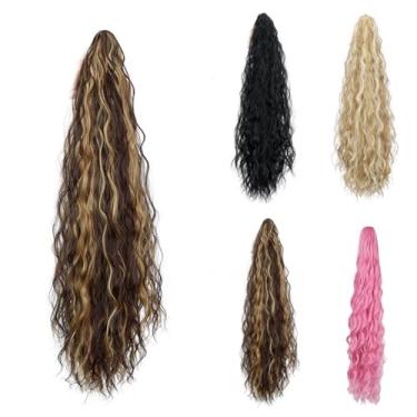 Imagem de SutouriiByuutii Extensão de cabelo de rabo de cavalo sintético longo marrom de 91 cm com clipe de garra - Peruca de rabo de cavalo lisa macia e natural para mulheres (mistura marrom)