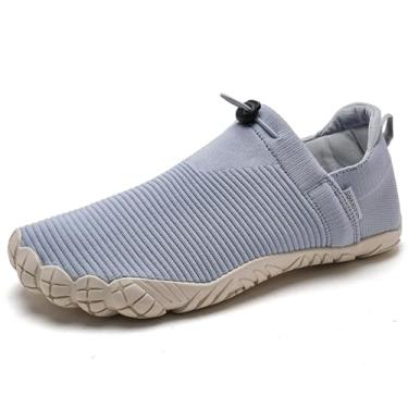 Imagem de WateLves Barefoot Water Shoes Tênis feminino minimalista para caminhada casual na praia, caminhadas, atividades ao ar livre e interno, Cinza, roxo, 35/36 BR